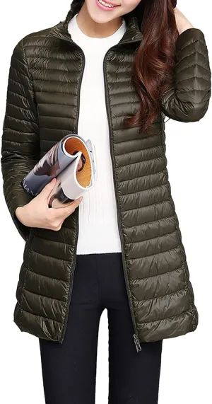 Women's Down Long Hooded Jacket Lightweight Warm Puffer Coat Bubble Coat Packable Hooded Puffer Jacket