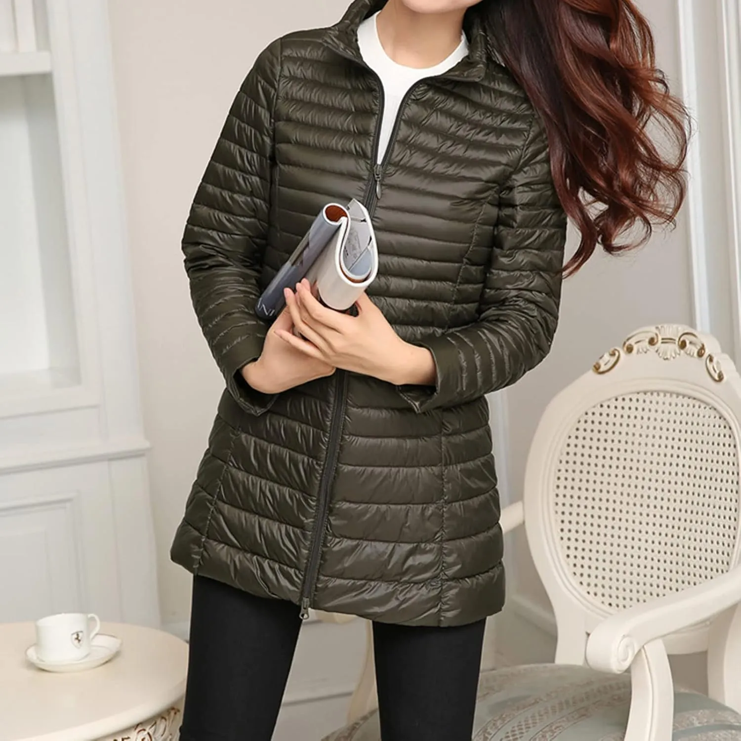 Women's Down Long Hooded Jacket Lightweight Warm Puffer Coat Bubble Coat Packable Hooded Puffer Jacket