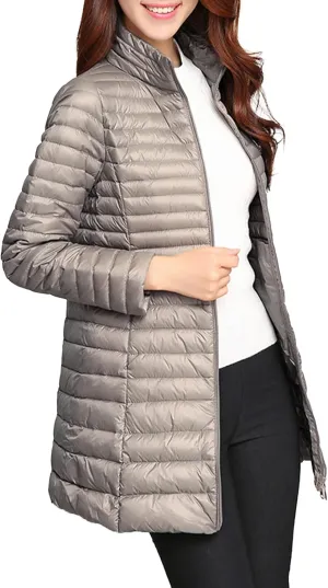 Women's Down Long Hooded Jacket Lightweight Warm Puffer Coat Bubble Coat Packable Hooded Puffer Jacket