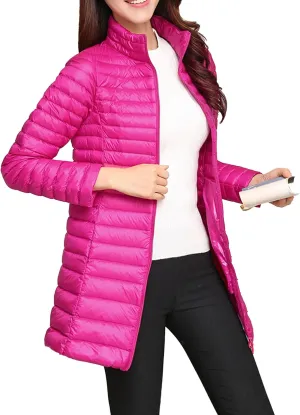 Women's Down Long Hooded Jacket Lightweight Warm Puffer Coat Bubble Coat Packable Hooded Puffer Jacket