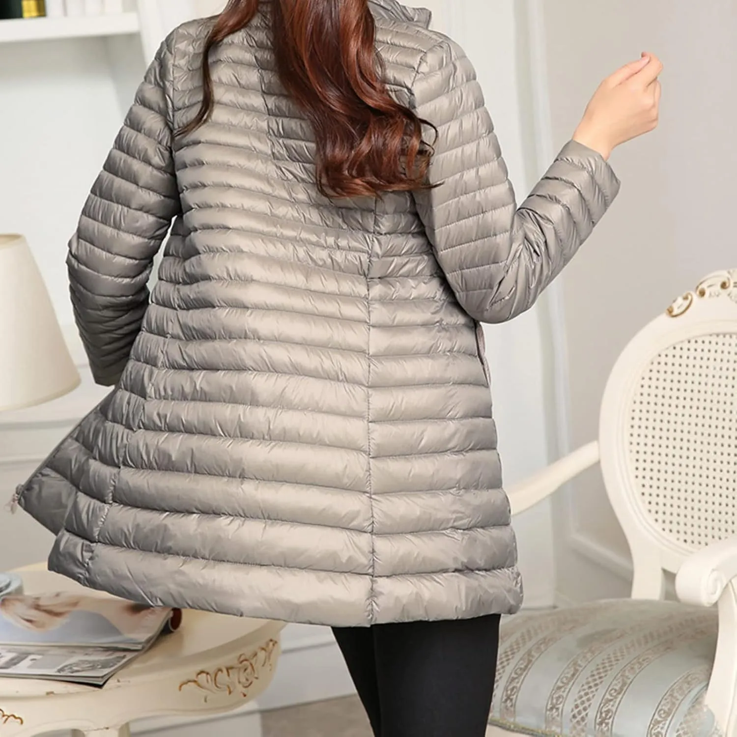 Women's Down Long Hooded Jacket Lightweight Warm Puffer Coat Bubble Coat Packable Hooded Puffer Jacket