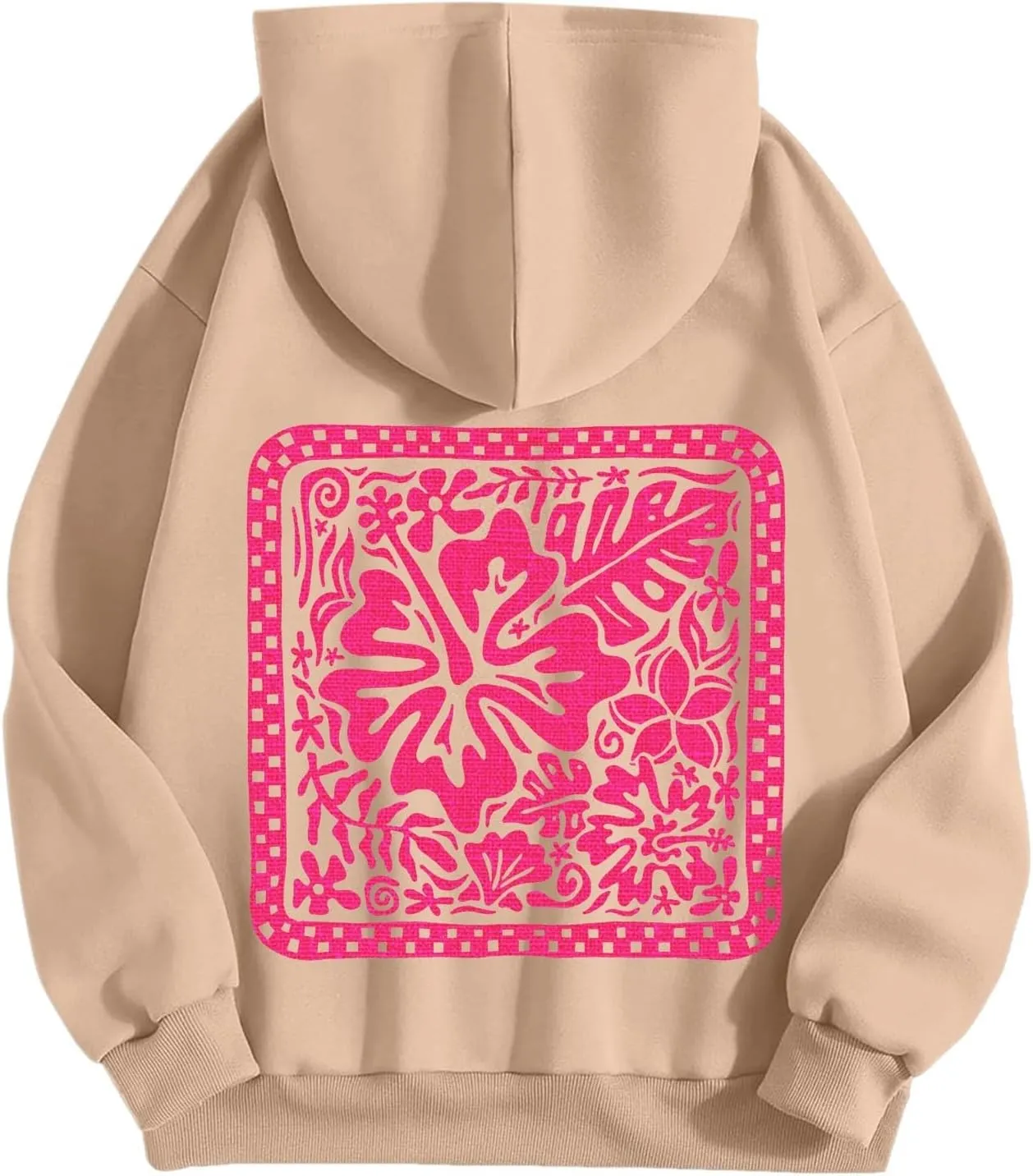 Women's Graphic Print Hoodies Oversized Long Sleeve Hooded Sweatshirts Cherry Floral Drop Shoulder Pullover Top