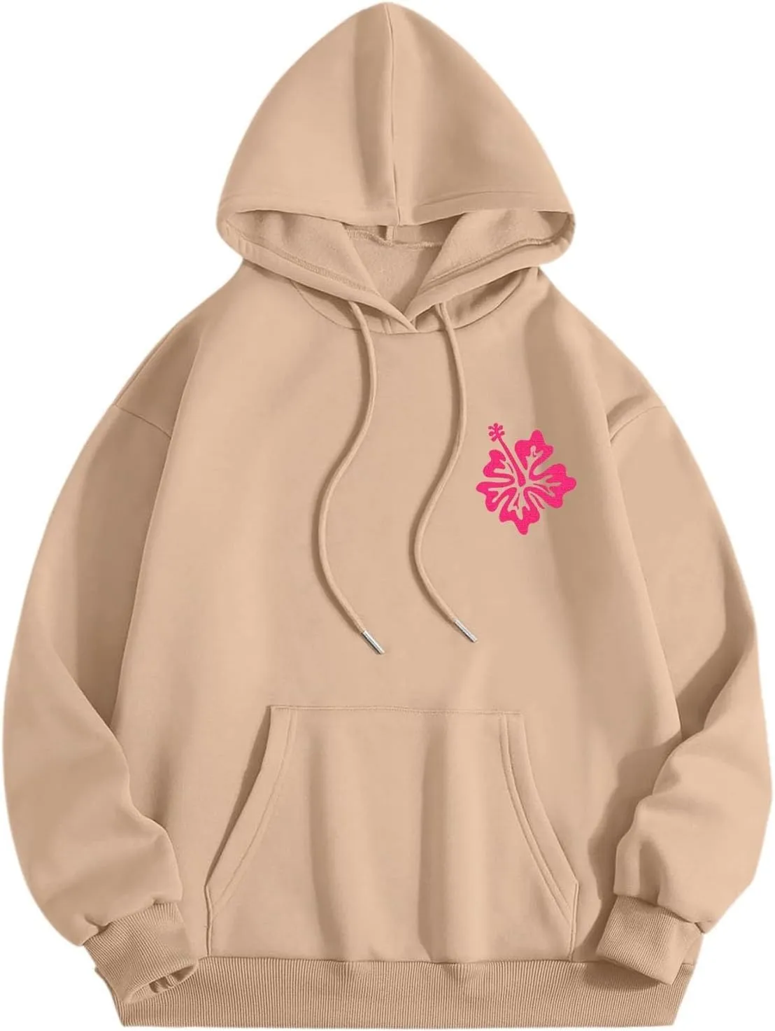 Women's Graphic Print Hoodies Oversized Long Sleeve Hooded Sweatshirts Cherry Floral Drop Shoulder Pullover Top