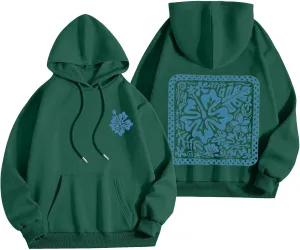 Women's Graphic Print Hoodies Oversized Long Sleeve Hooded Sweatshirts Cherry Floral Drop Shoulder Pullover Top