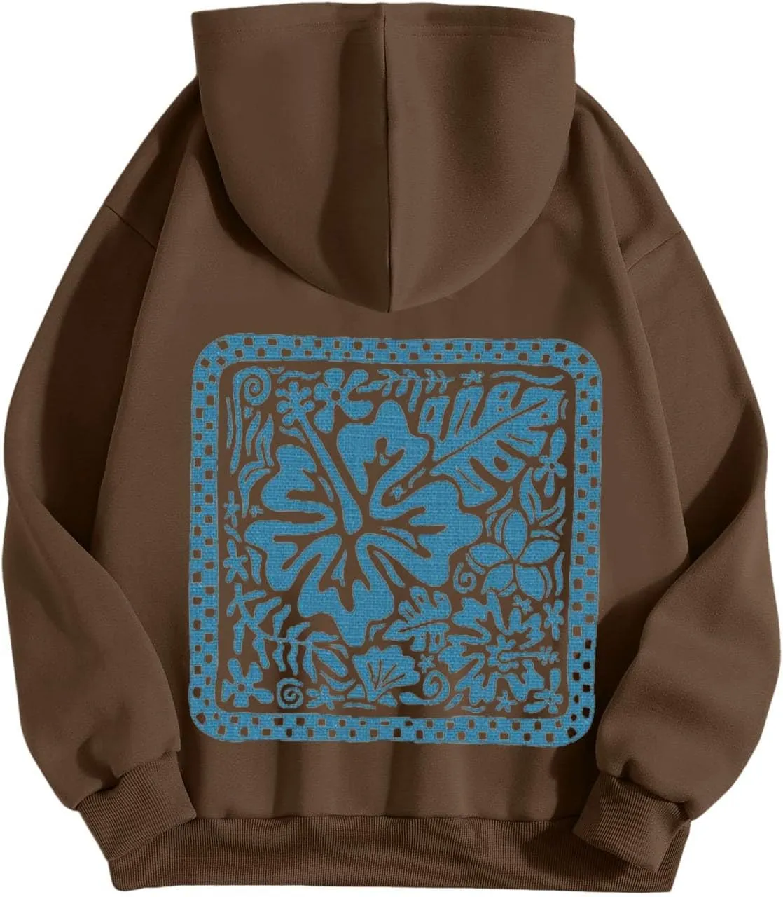 Women's Graphic Print Hoodies Oversized Long Sleeve Hooded Sweatshirts Cherry Floral Drop Shoulder Pullover Top
