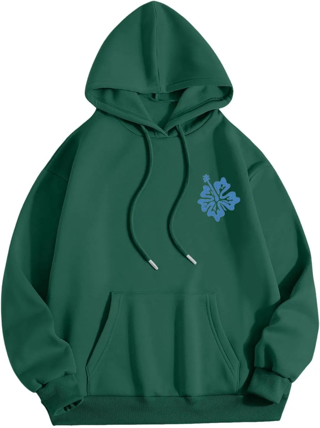 Women's Graphic Print Hoodies Oversized Long Sleeve Hooded Sweatshirts Cherry Floral Drop Shoulder Pullover Top
