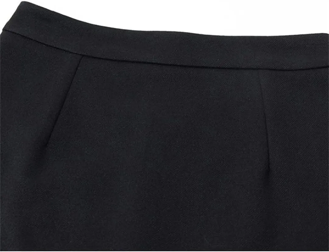 Women's Half Length Skirt Slit Thick A Line Office Bodycon Skirts High Waist Knee-Length Midi Skirt