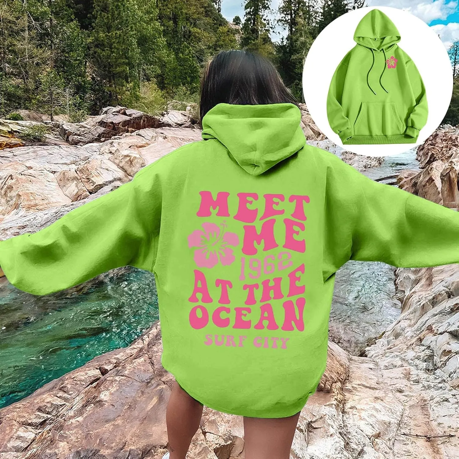 Womens Hoodies Long Sleeve Letter Print Warm Fall Winter Sweatshirts Oversized Hooded Pullover 2024 Trendy