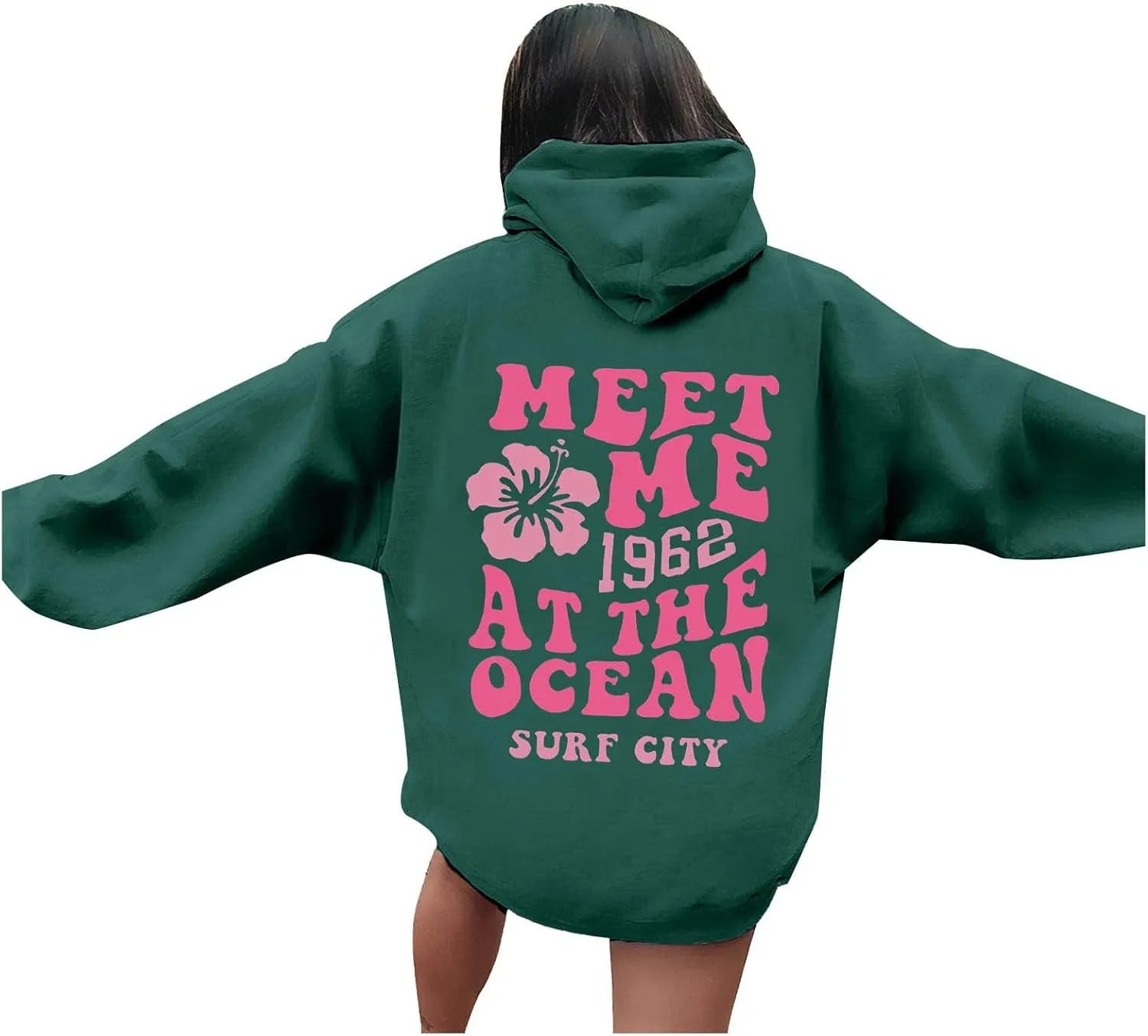 Womens Hoodies Long Sleeve Letter Print Warm Fall Winter Sweatshirts Oversized Hooded Pullover 2024 Trendy