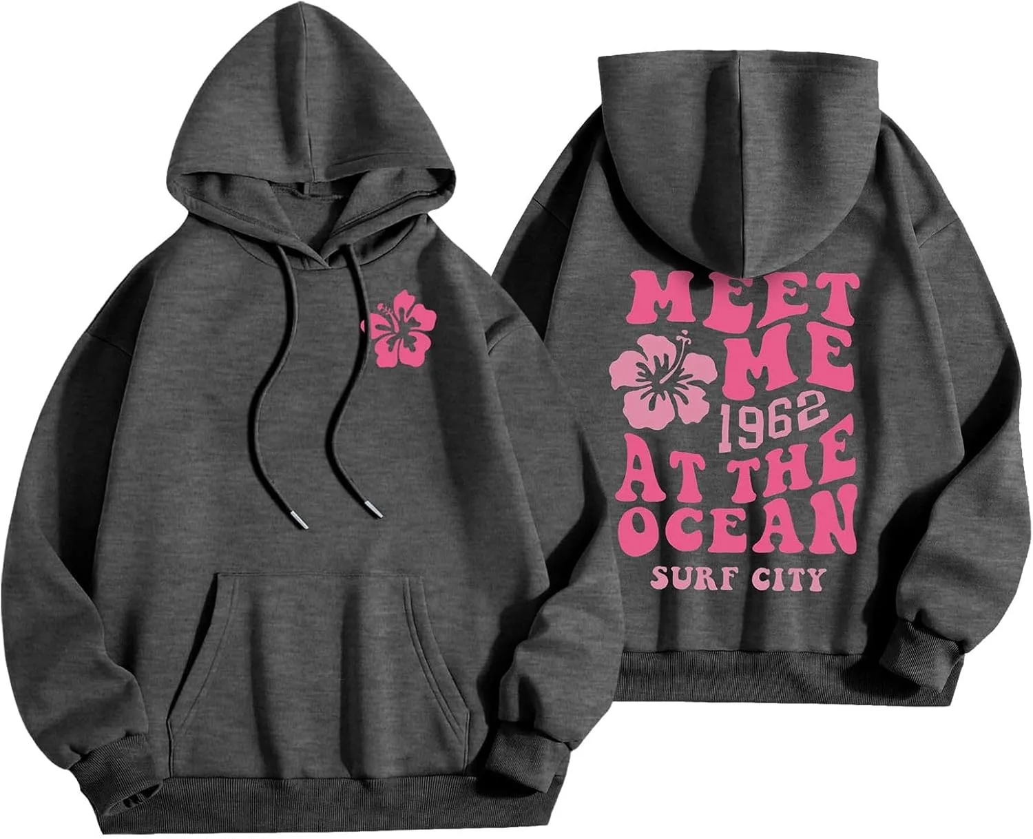 Womens Hoodies Long Sleeve Letter Print Warm Fall Winter Sweatshirts Oversized Hooded Pullover 2024 Trendy