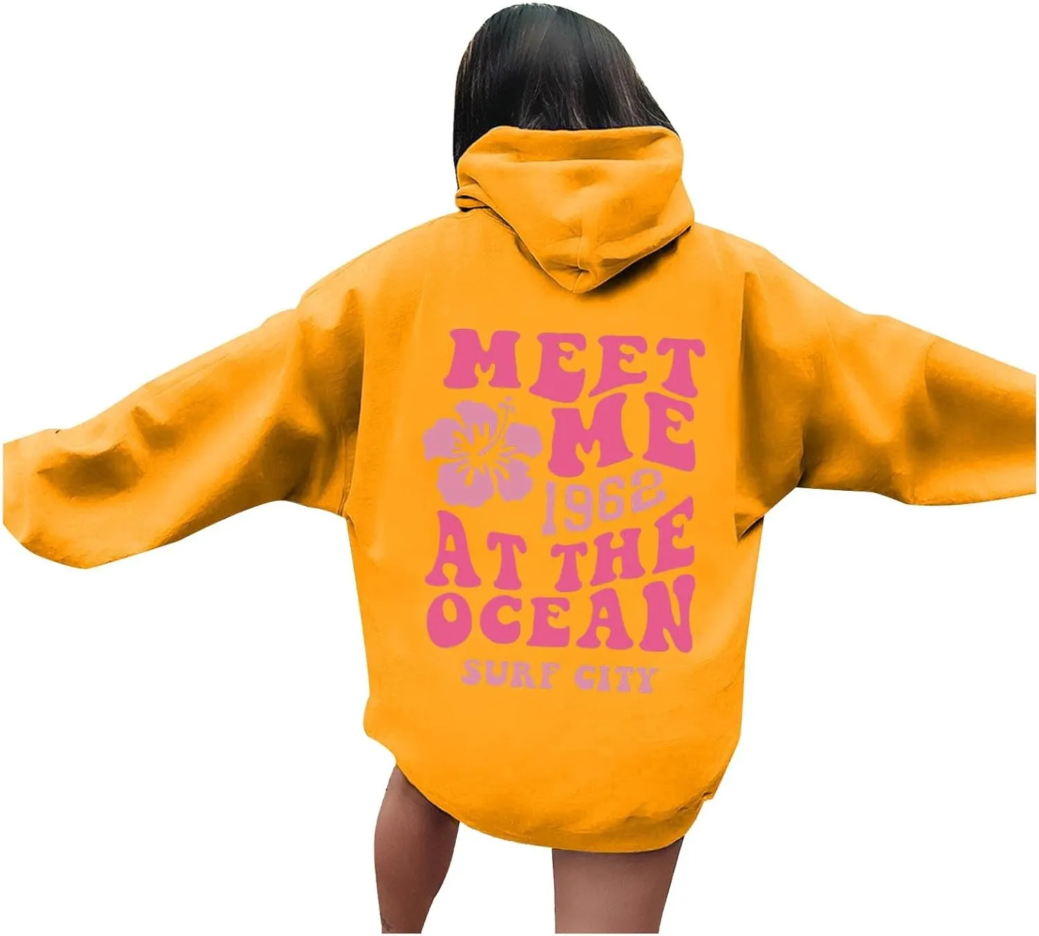 Womens Hoodies Long Sleeve Letter Print Warm Fall Winter Sweatshirts Oversized Hooded Pullover 2024 Trendy