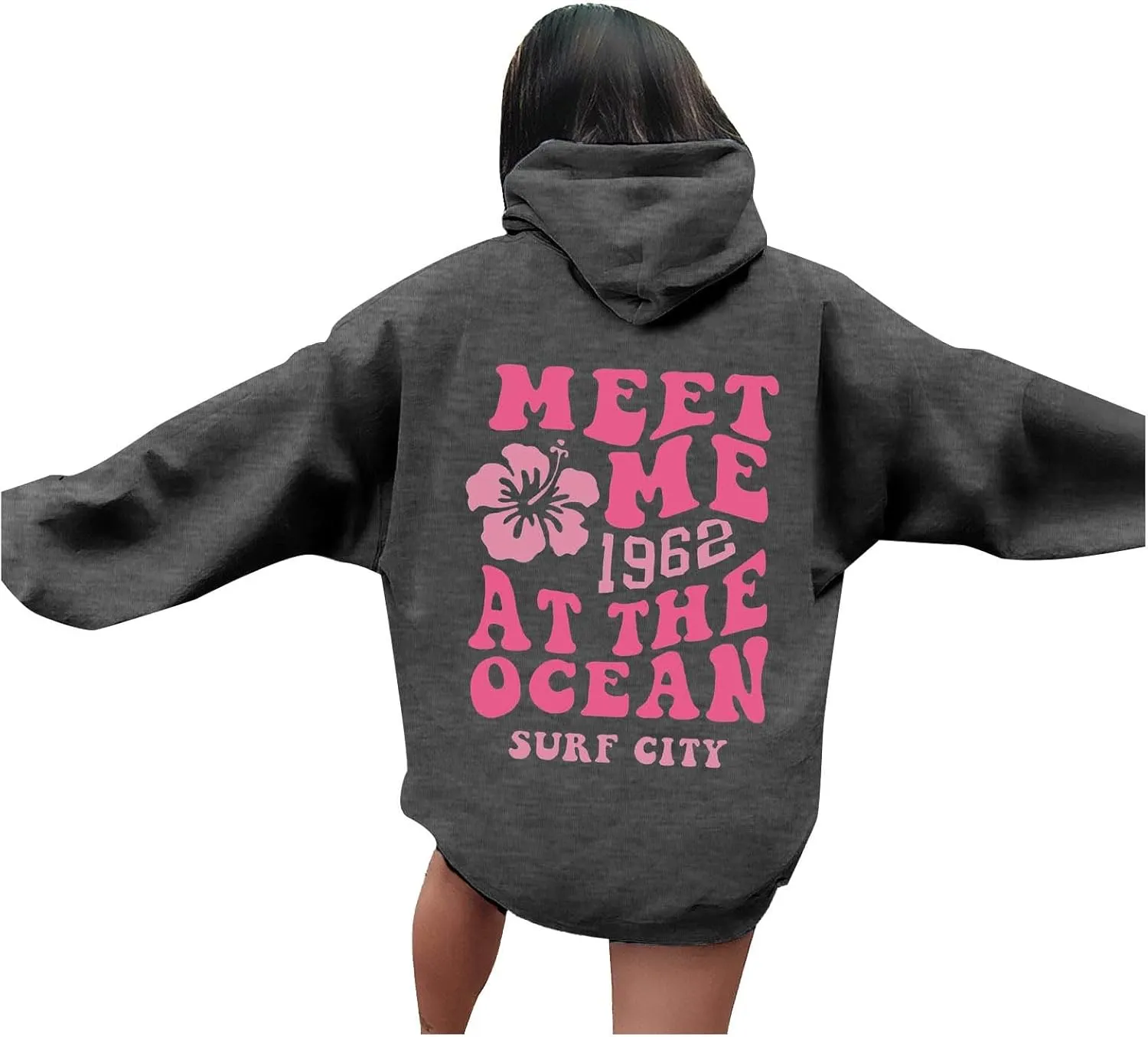 Womens Hoodies Long Sleeve Letter Print Warm Fall Winter Sweatshirts Oversized Hooded Pullover 2024 Trendy