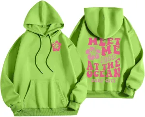 Womens Hoodies Long Sleeve Letter Print Warm Fall Winter Sweatshirts Oversized Hooded Pullover 2024 Trendy