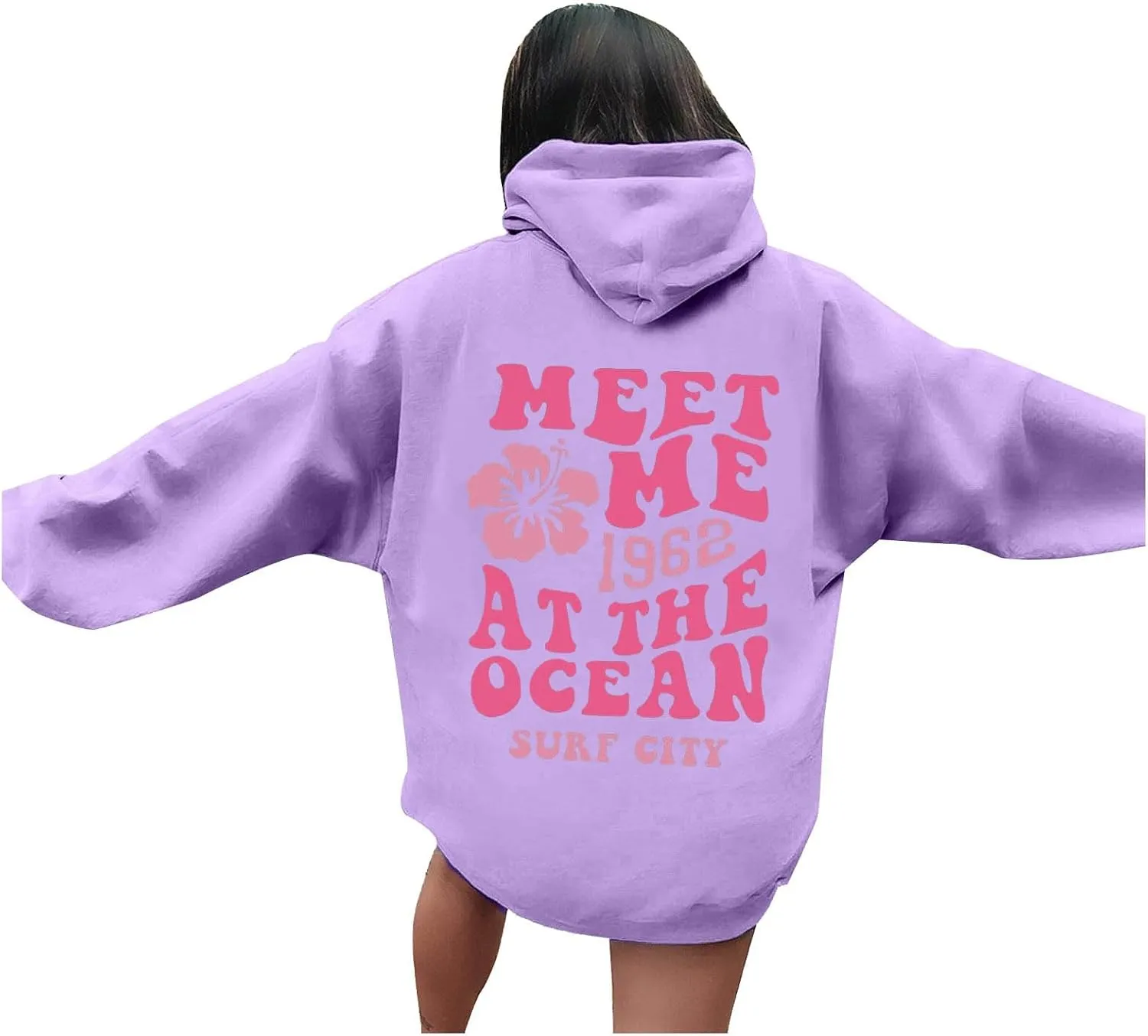 Womens Hoodies Long Sleeve Letter Print Warm Fall Winter Sweatshirts Oversized Hooded Pullover 2024 Trendy