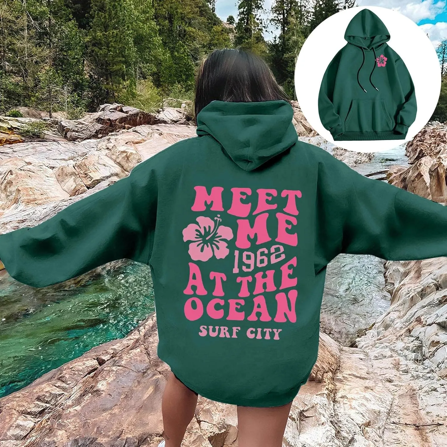 Womens Hoodies Long Sleeve Letter Print Warm Fall Winter Sweatshirts Oversized Hooded Pullover 2024 Trendy
