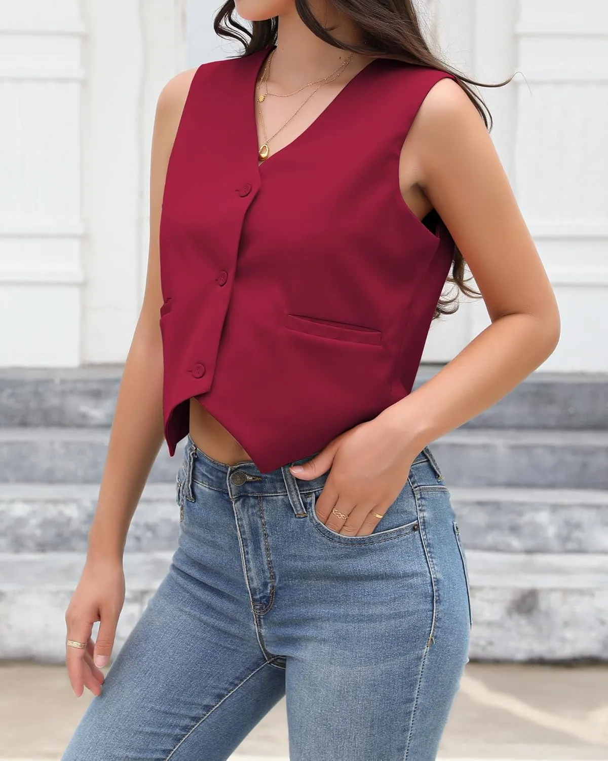 Xeoxarel Women's Linen Vests Crop Tank Tops (S-2XL)
